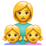 👩‍👧‍👧 Familia con una madre y dos hijas Emoji en WhatsApp