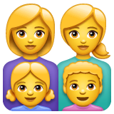 👩‍👩‍👧‍👦 Family: Woman, Woman, Girl, Boy Emoji on WhatsApp