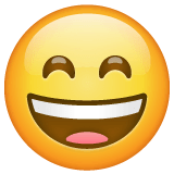 Cara com sorriso a mostrar os dentes e olhos semifechados Emoji WhatsApp