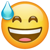 Faccina che ride e strizza gli occhi con goccia di sudore Emoji WhatsApp