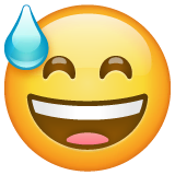 grinning-face-with-sweat Emoji whatsapp