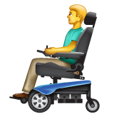 Мужчина в моторизованном кресле-коляске Эмодзи в WhatsApp