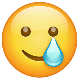 Smiling Face With Tear Emoji on WhatsApp