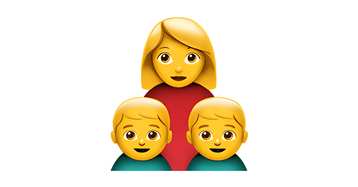 👩‍👦‍👦 Familia con una madre y dos hijos Emoji — Significado, copiar y ...