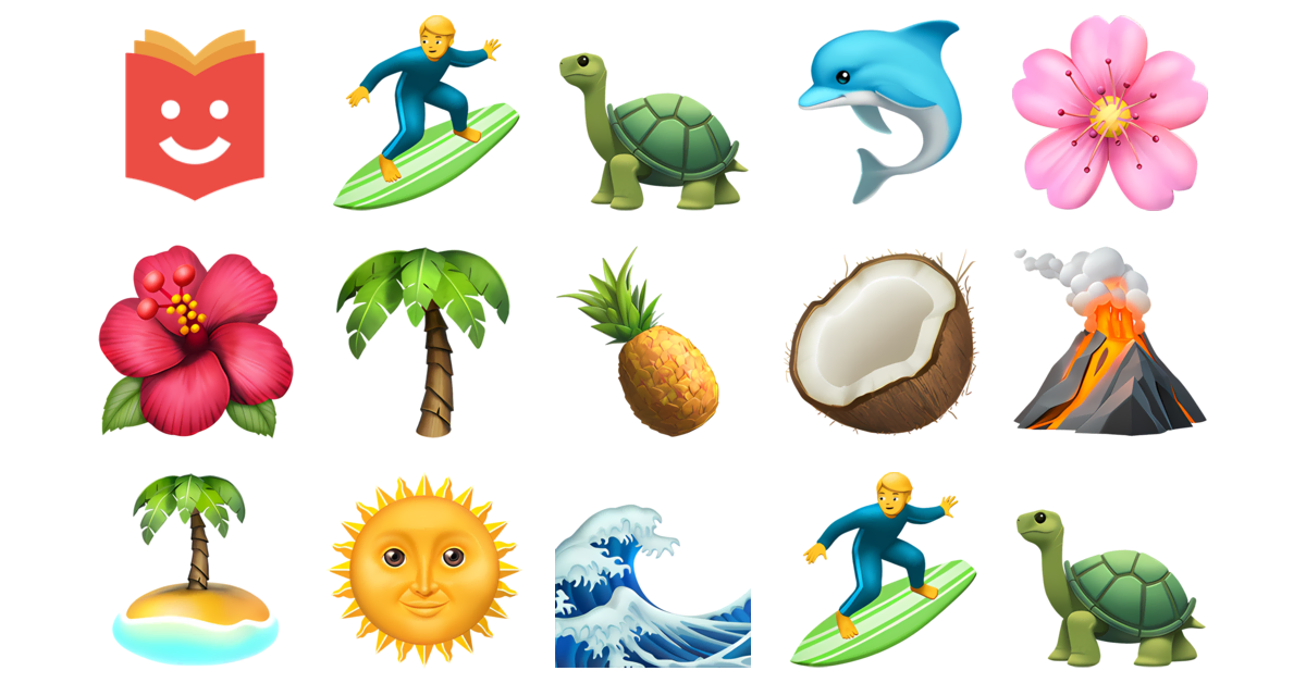 🌺🌴🌊 Hawaii Emojis Collection 🏄‍♂️🐢🐬🌸🌺🌴🍍 — Copy & Paste!